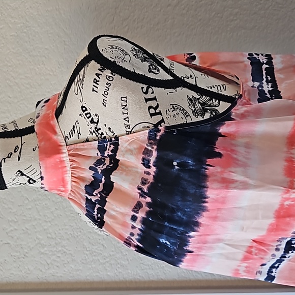 Halston - Striped Flowy Lava Blossom Halter Blouse - Picture 6 of 11